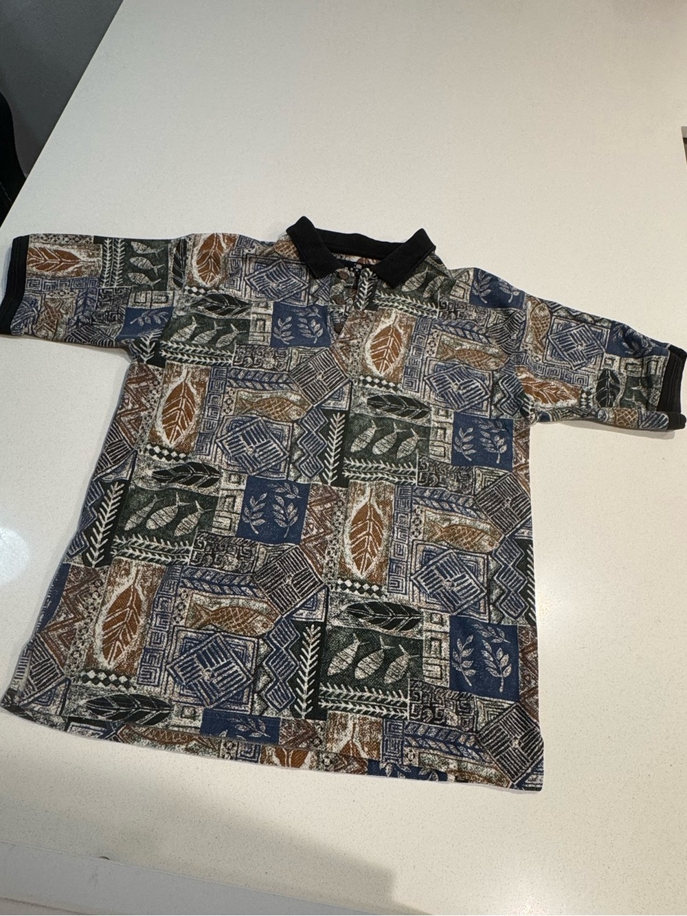 Vintage Consensus Sportswear Patterned Polo Shirt